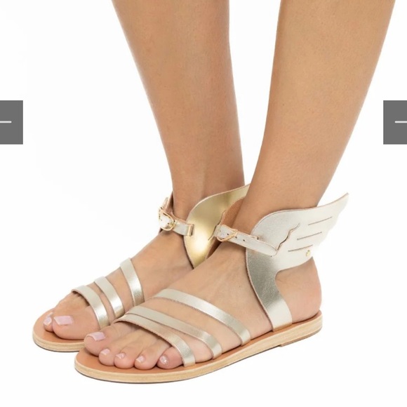 Ancient Greek Sandals Ikaria Leather Platinum metallic - Picture 1 of 7